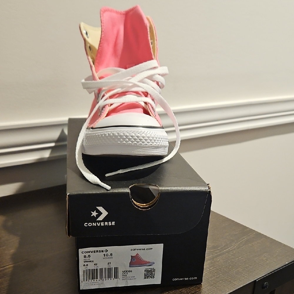 New Unisex Converse High-Top Sneakers - Pink and White